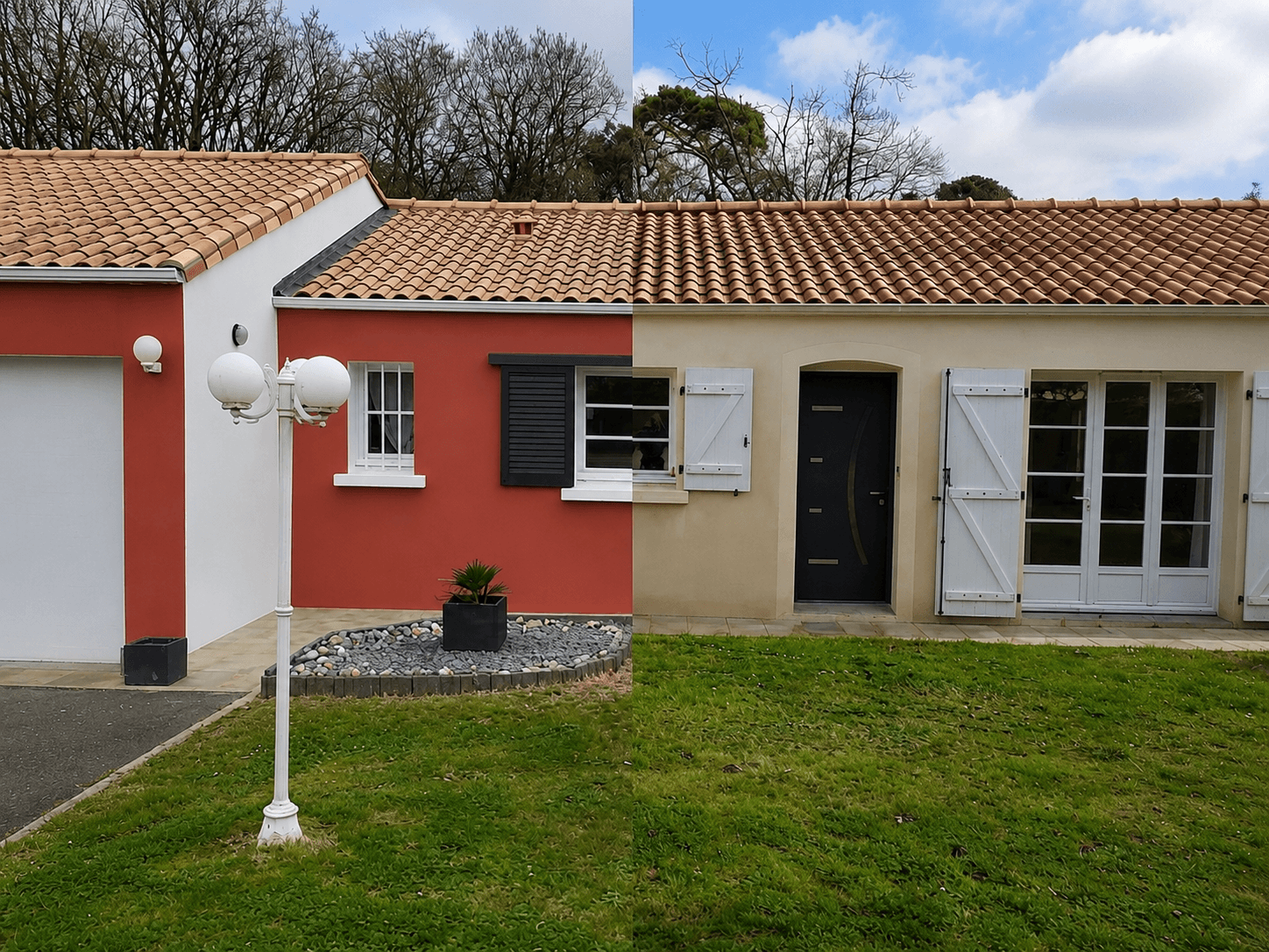 peinture de façade extérieure avant après